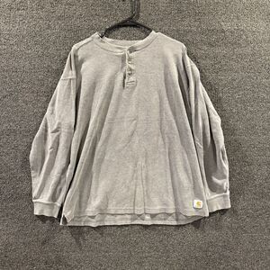 Carhartt Mens Large Long Sleeve 1/4 Button Shirt Gray Casual Workwear